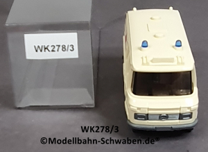 Wiking 278/3, H0, MB L406, Rettungswagen. silbern/creme, DRK, EVP