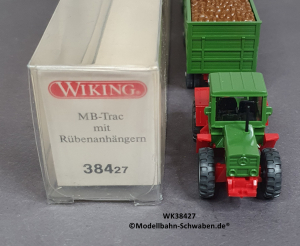 Wiking 38427 H0 MB Trac mit 2 Rübenanhängern