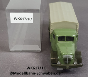 Wiking 617/1C H0, Büssing 8000 Pritschenwagen m. Plane, dunkelmaigrün/olivgrün, EVP