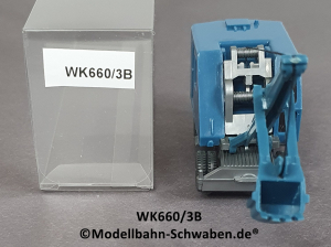 Wiking 660/3B, H0, Löffel-Bagger mit Rädern, azurblau, EVP